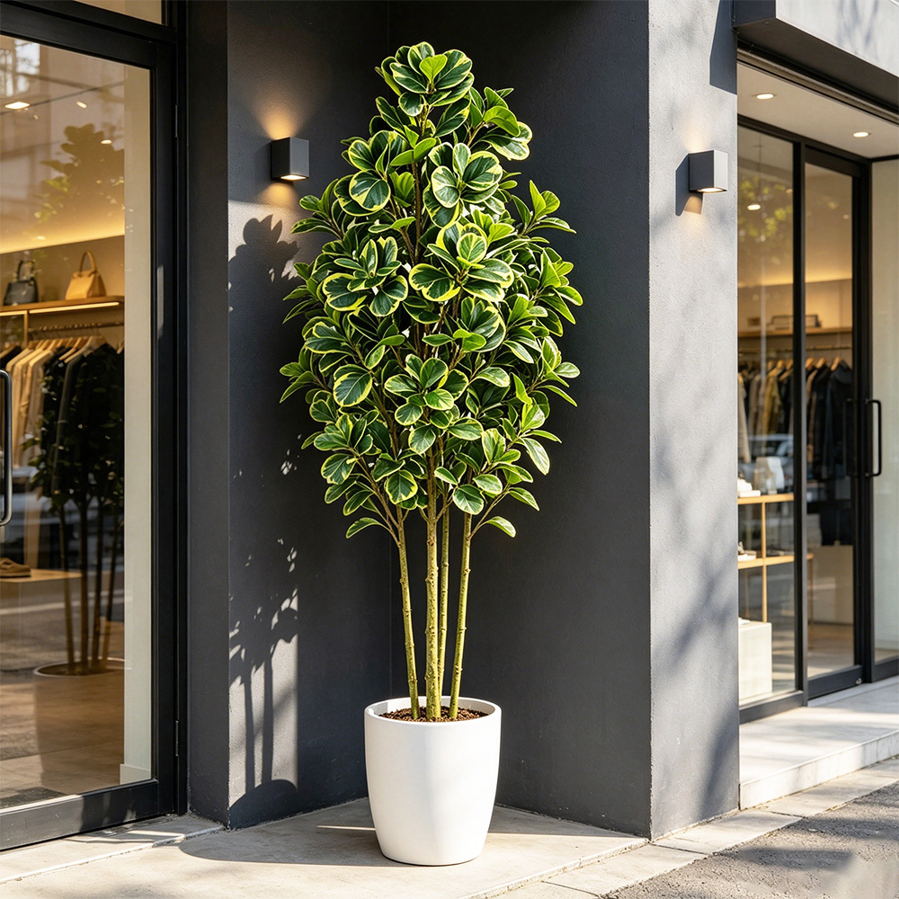 Rubber Plant Ficus - ต้นไทรประดิษฐ์ขนาด 76 ซม./115 ซม. ต้นบอนยันปลอมขนาดใหญ่ กิ่งยางพลาสติก